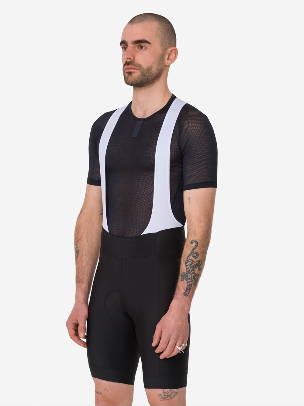 Rapha Black Mesh Short-Sleeve Base Layer with White Bib Straps